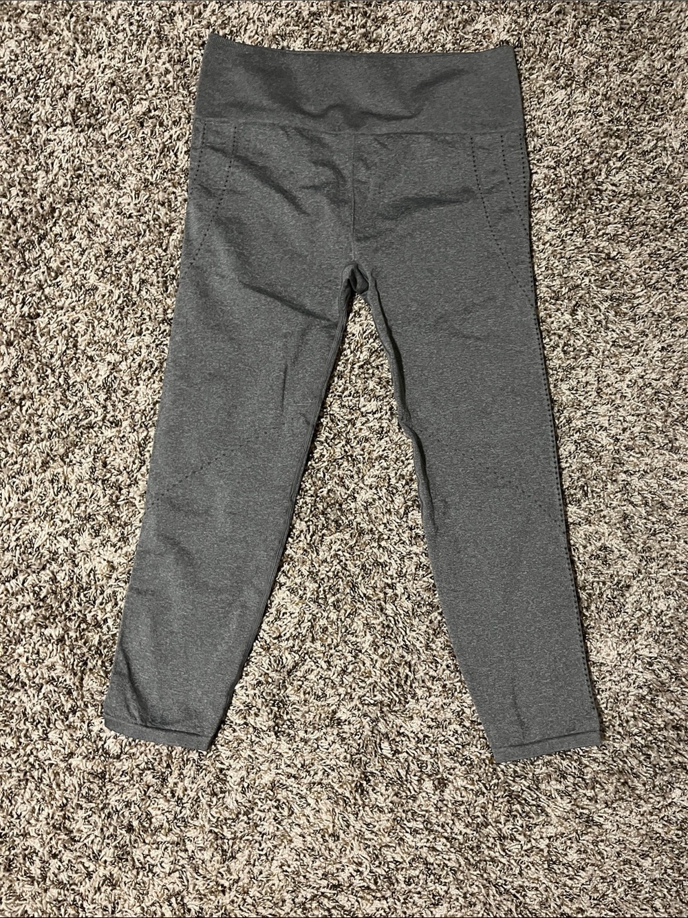 Fabletics Gray High-Waist Seam Detail Compression Leggings